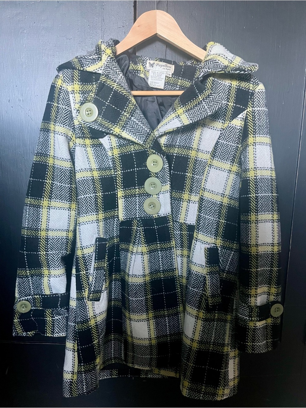 Papillon Vintage Plaid Pea Coat